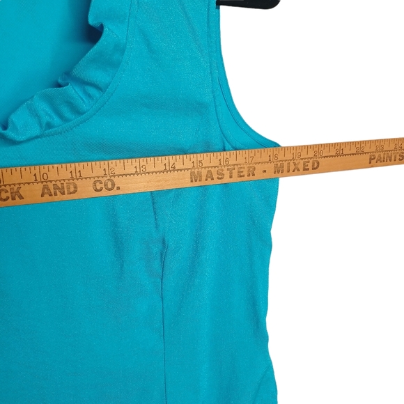 VTG LINEA BY LOUIS DELL'OLIO Blue Ruffle Collar Sleeveless Tank Top Large - Picture 5 of 5